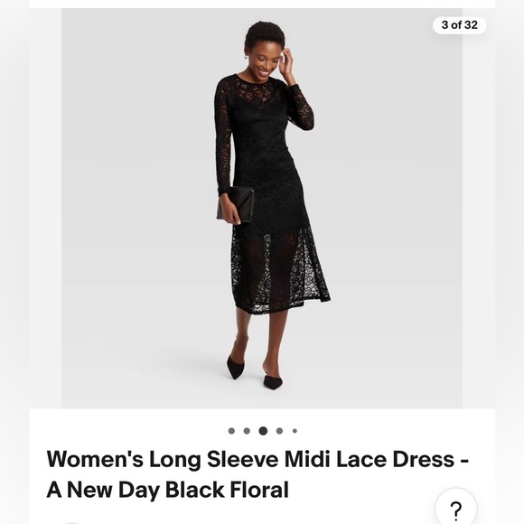 a new day Dresses & Skirts - A New Day Black Floral Lace Long Sleeve Dress